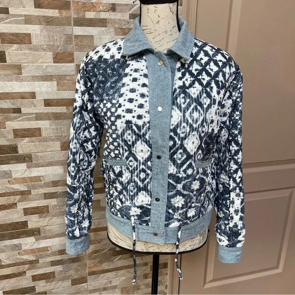 BLANK NYC Anthropologie Reversible Patchwork Denim cotton Jean Jacket XS fits M - Picture 5 of 16